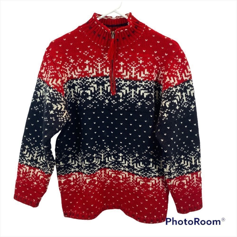 Womens Vintage Tally-Ho‎ Nordic Fairisle Snowflake Sweater Size Medium